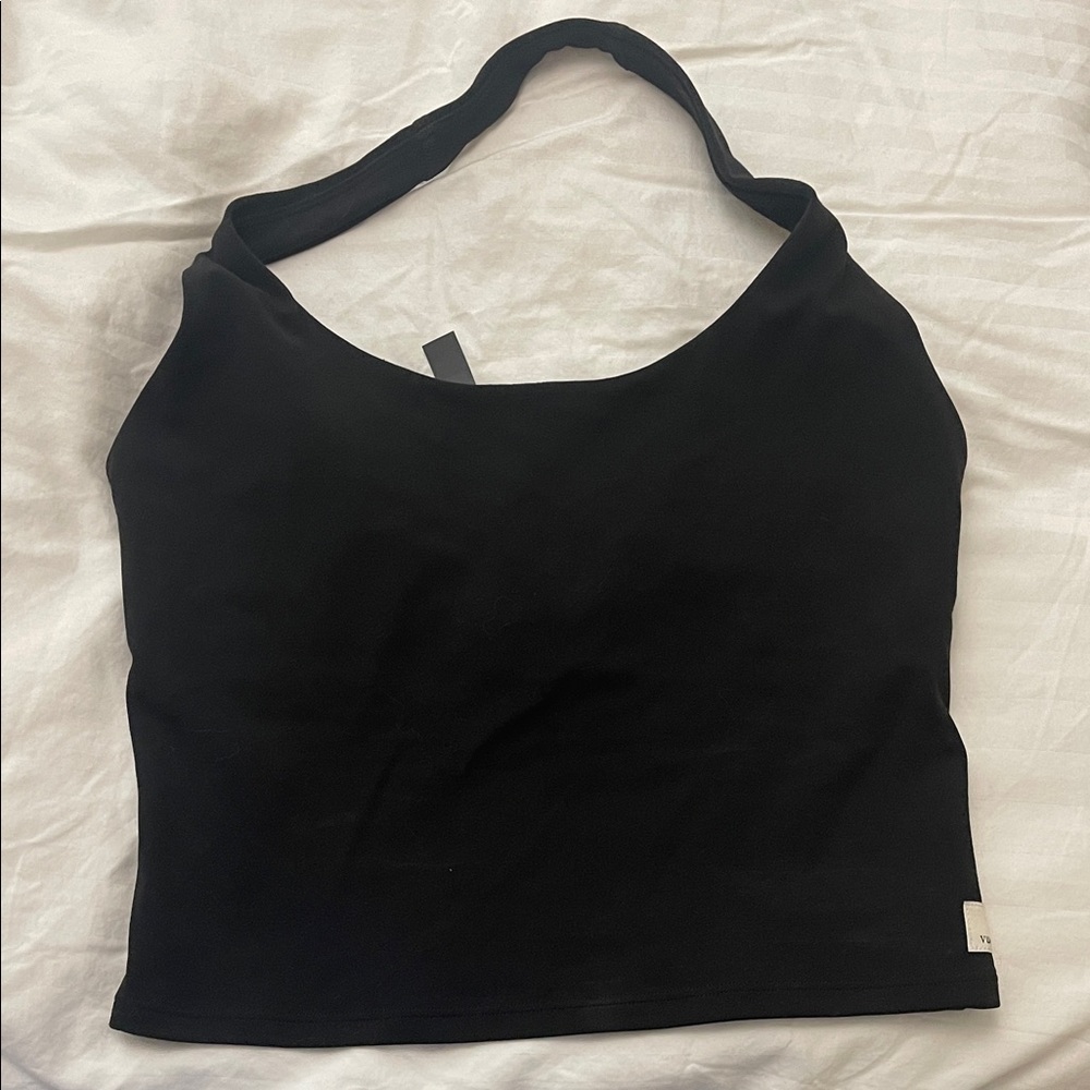 Vuori Black Halter Crop Top